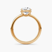 Round Cut - Plain Band - Classic Engagement Ring- 18 K Gold